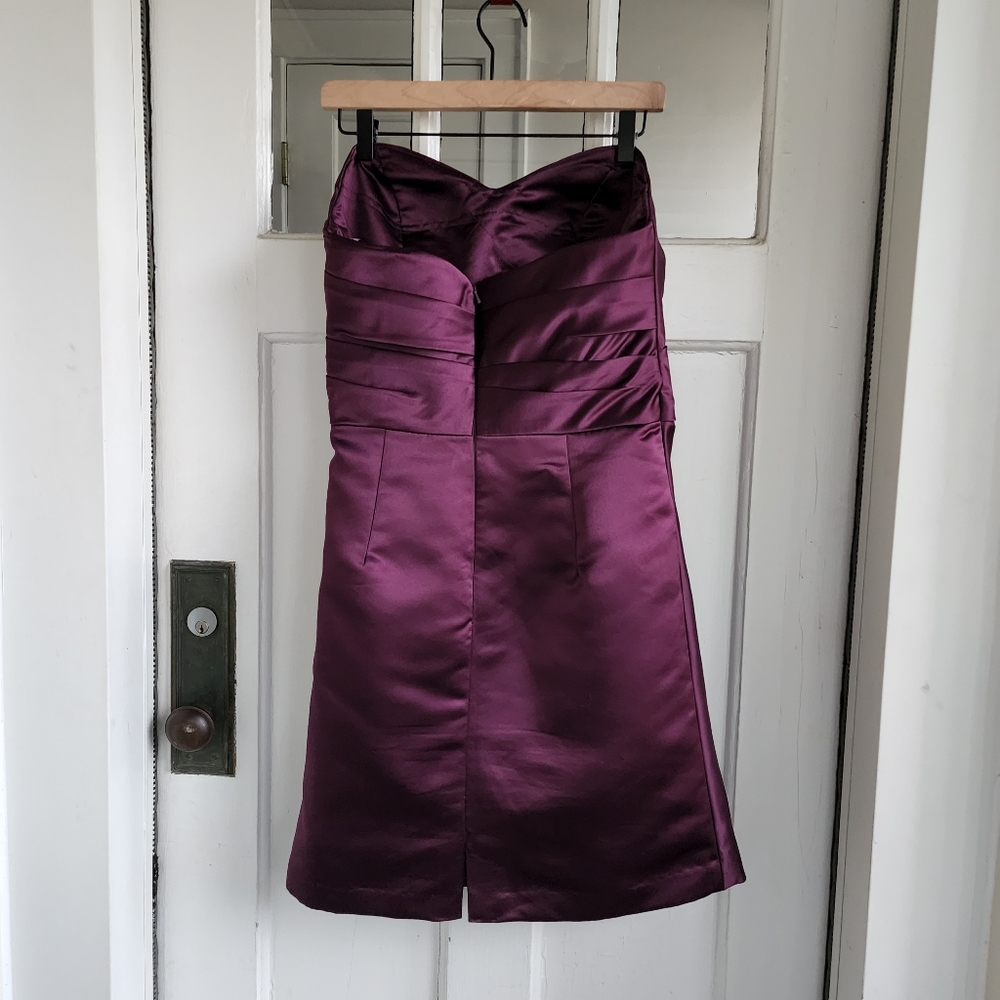 Bill Levkoff Purple Strapless Rouged Formal Dress, Sz 12 - Picture 6 of 10